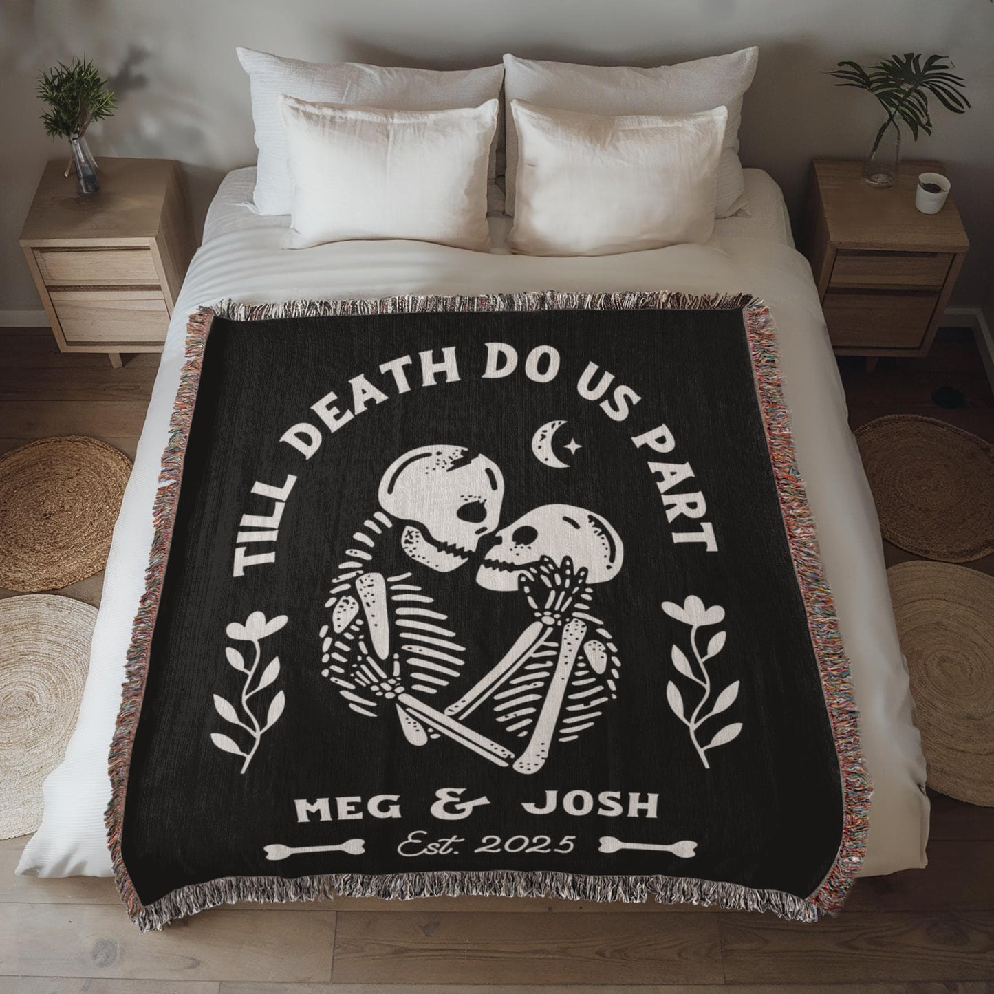 Till Death Do Us Part - Personalized Skeleton Woven Blanket