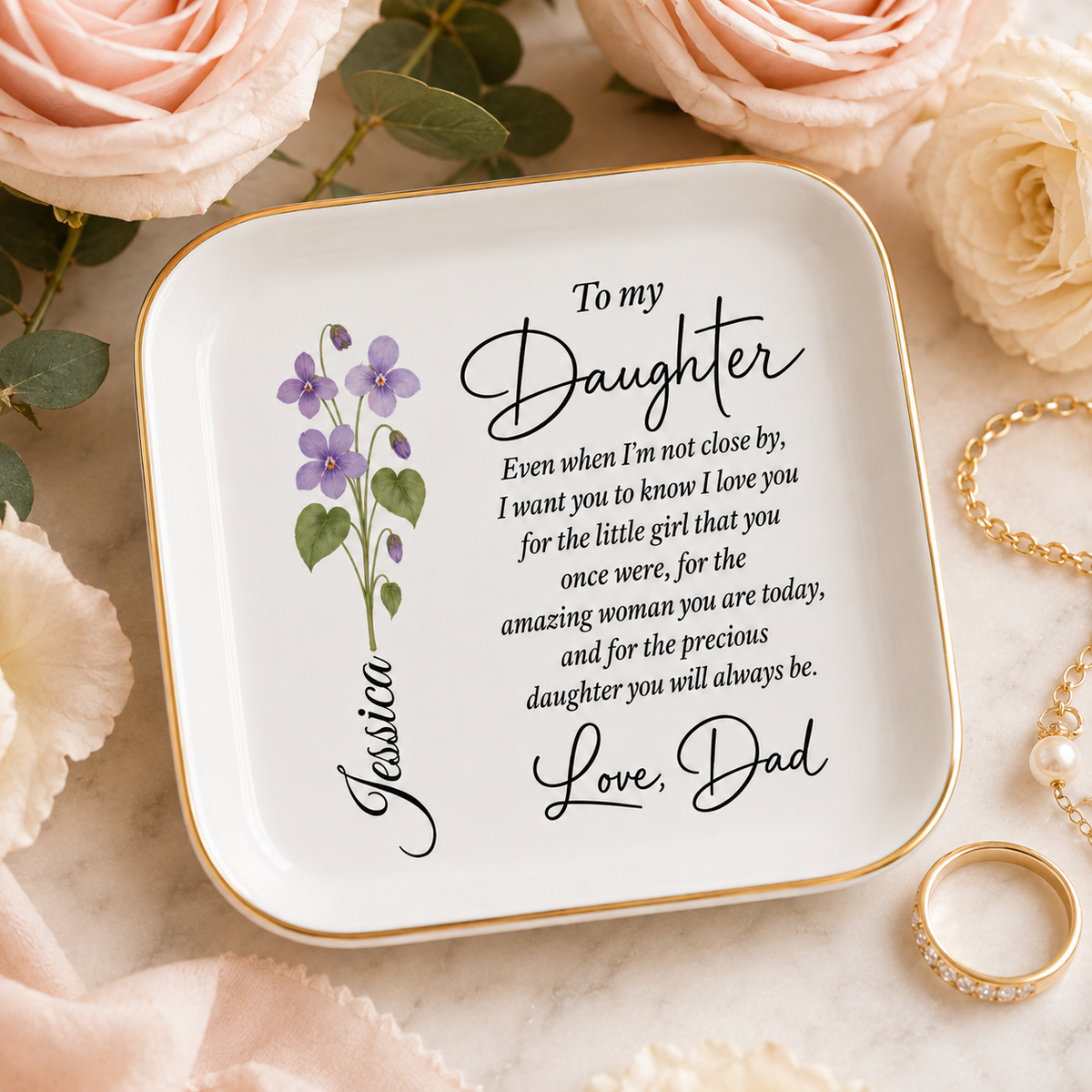 Personalized To My Daughter Jewelry Dish – Gift from Dad
