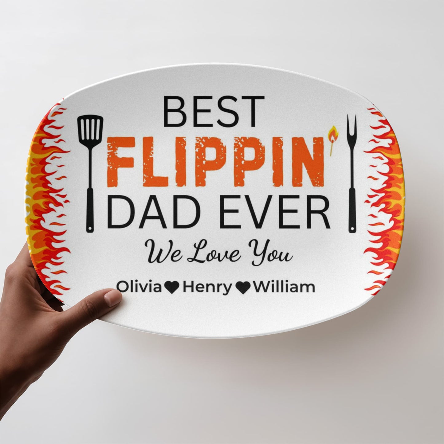 Best Flippin’ Dad Ever - Personalized Custom Platter - Father's Day, Gift For Dad