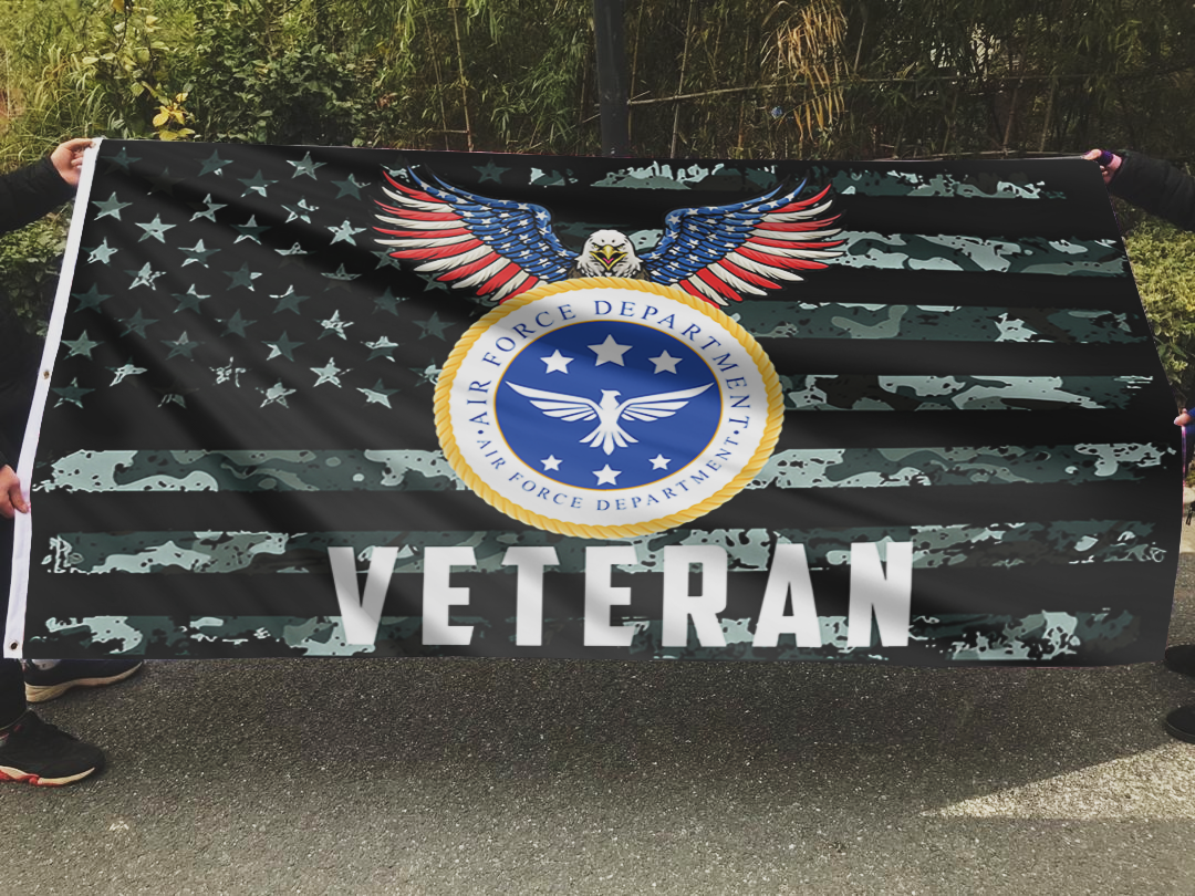American Air Force Veteran – Patriotic Eagle Emblem Flag