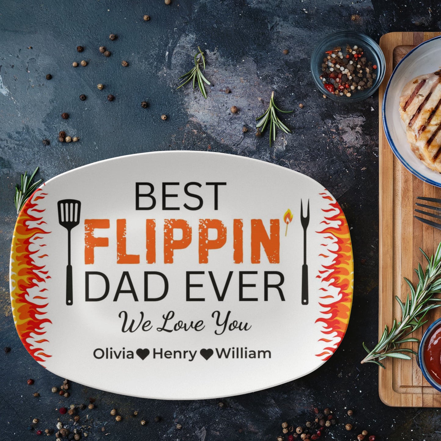 Best Flippin’ Dad Ever - Personalized Custom Platter - Father's Day, Gift For Dad