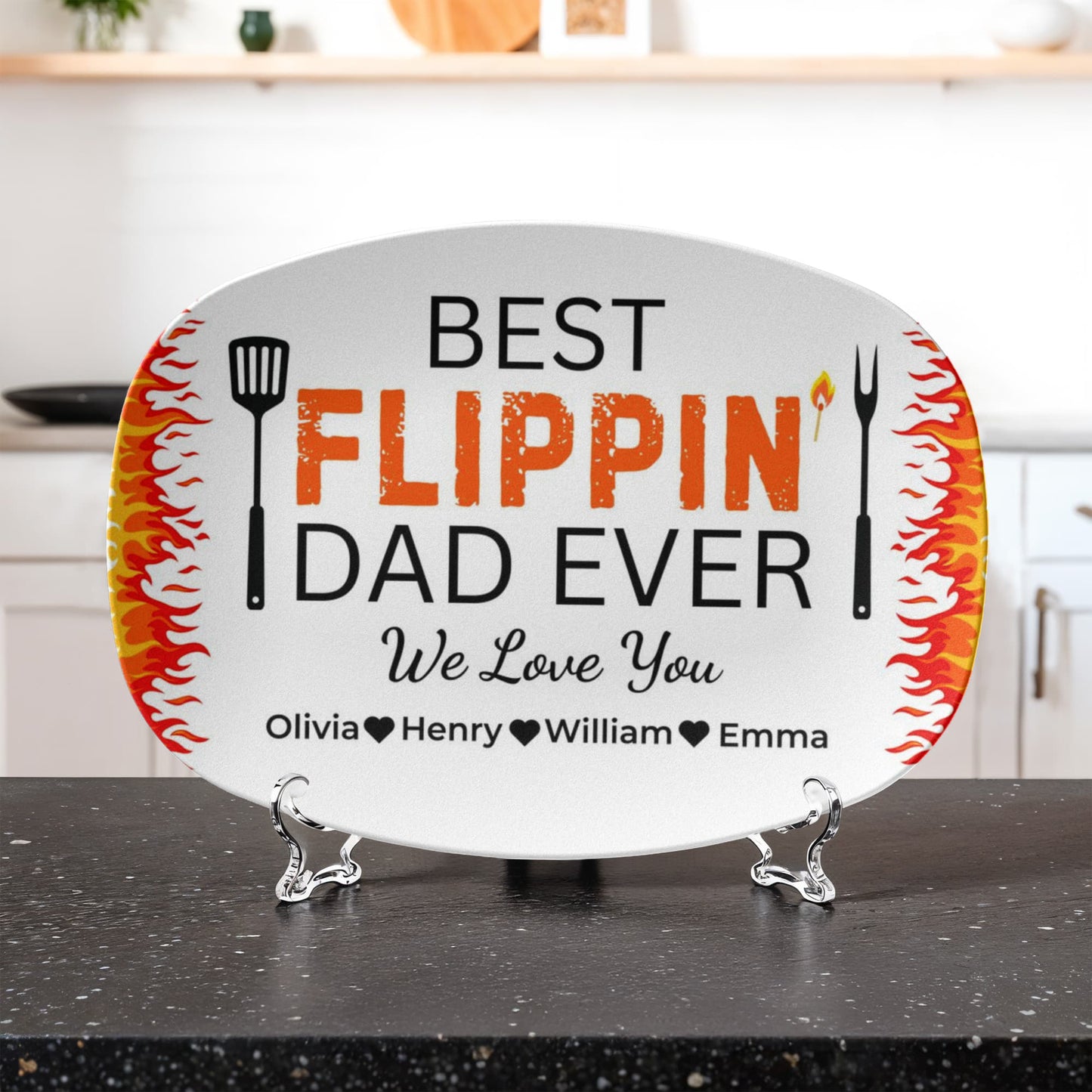 Best Flippin’ Dad Ever - Personalized Custom Platter - Father's Day, Gift For Dad