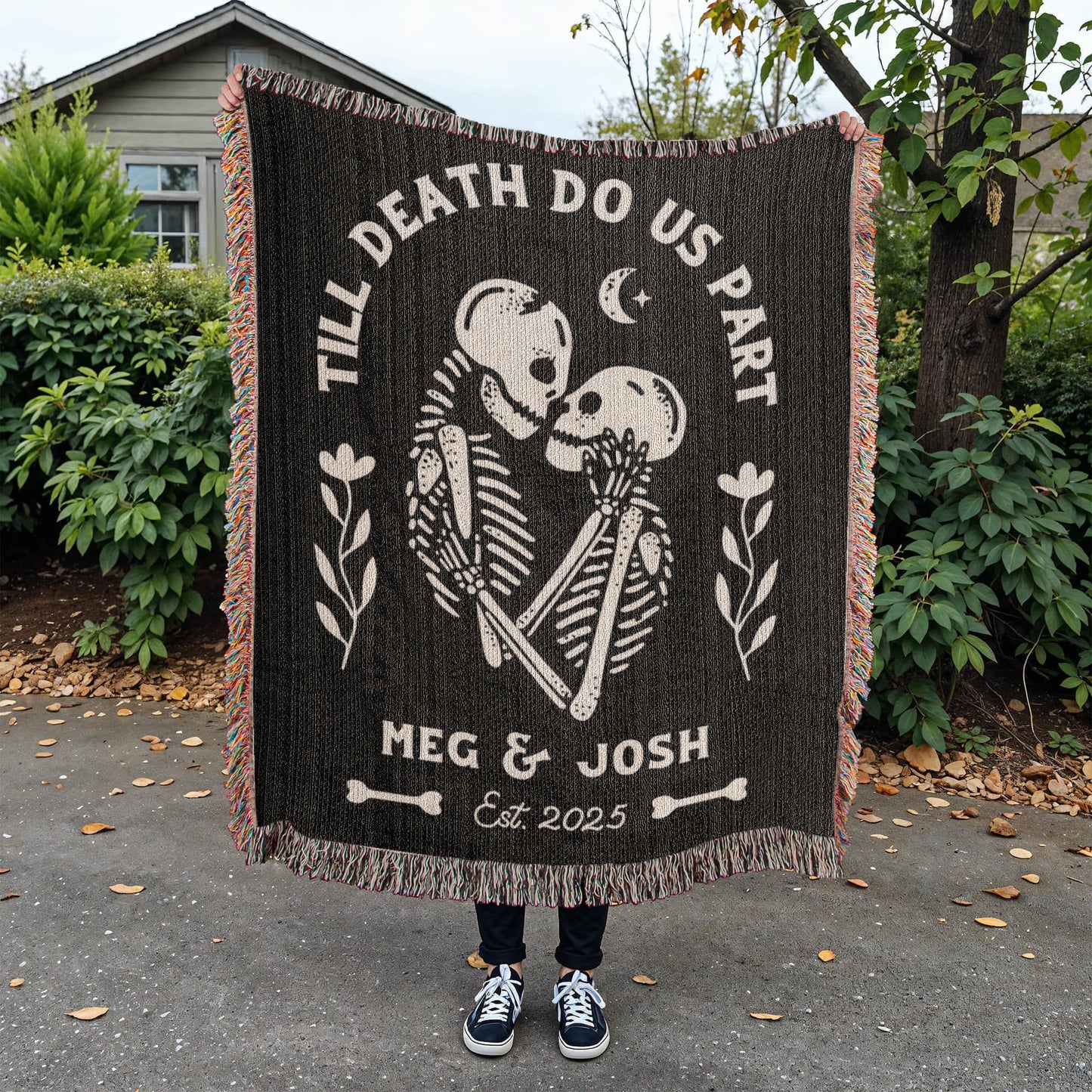 Till Death Do Us Part - Personalized Skeleton Woven Blanket