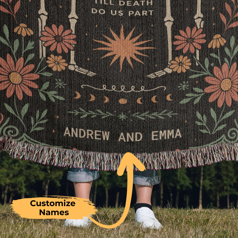Personalized Skeleton Couple Woven Blanket