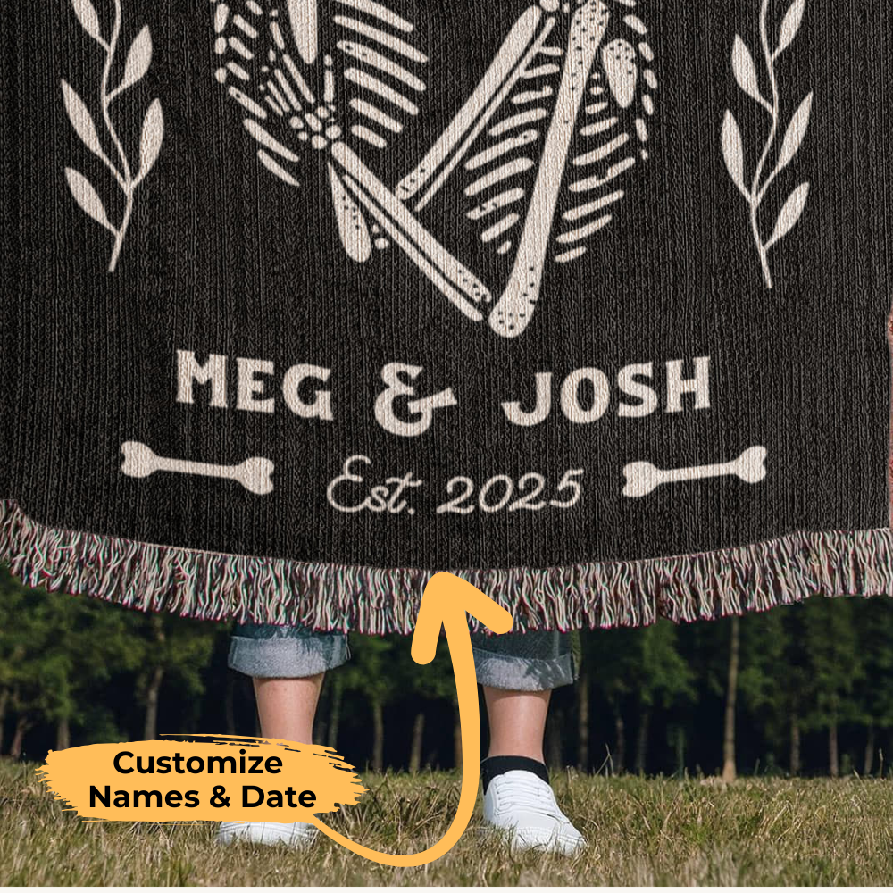 Till Death Do Us Part - Personalized Skeleton Woven Blanket