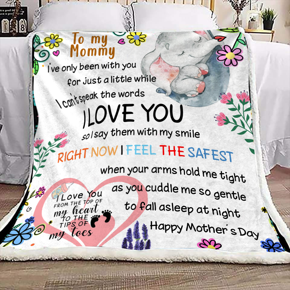 To My Mommy - I Feel the Safest Premium Mink Sherpa Blanket