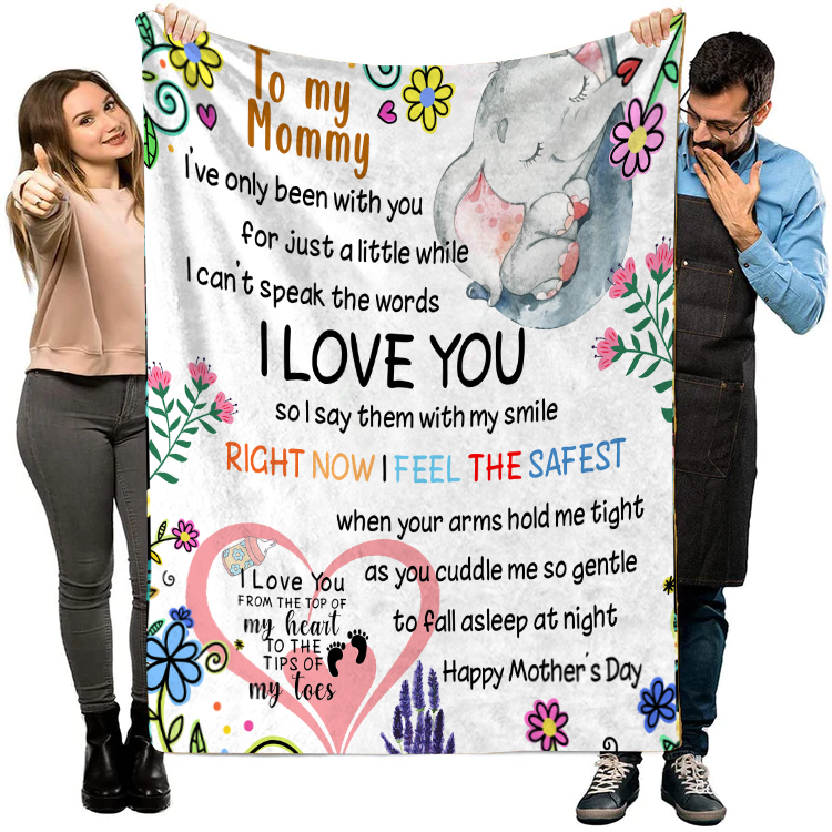 To My Mommy - I Feel the Safest Premium Mink Sherpa Blanket