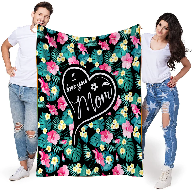 I Love You Mom Premium Mink Sherpa Blanket