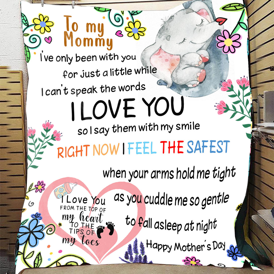 To My Mommy - I Feel the Safest Premium Mink Sherpa Blanket