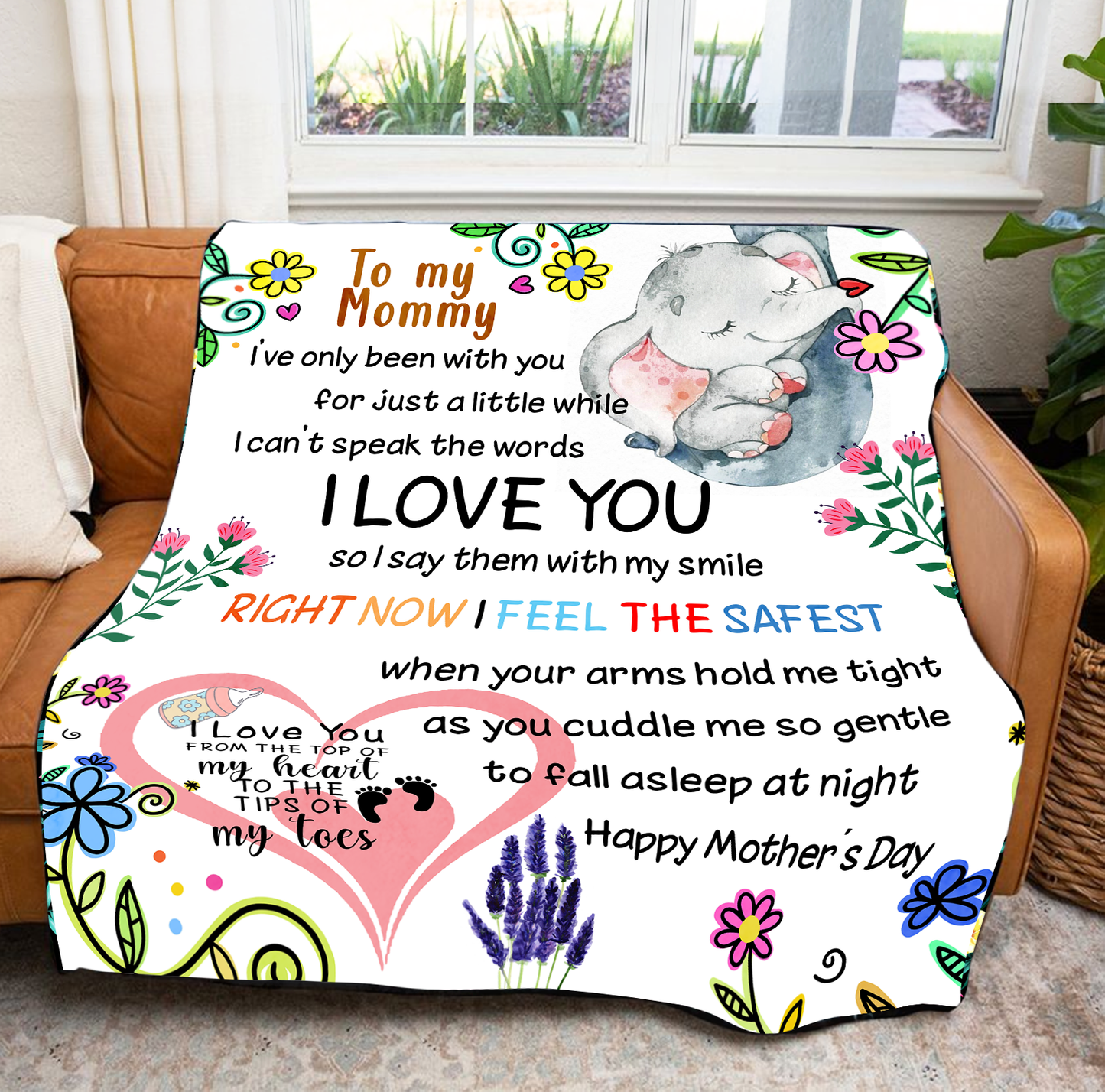 To My Mommy - I Feel the Safest Premium Mink Sherpa Blanket