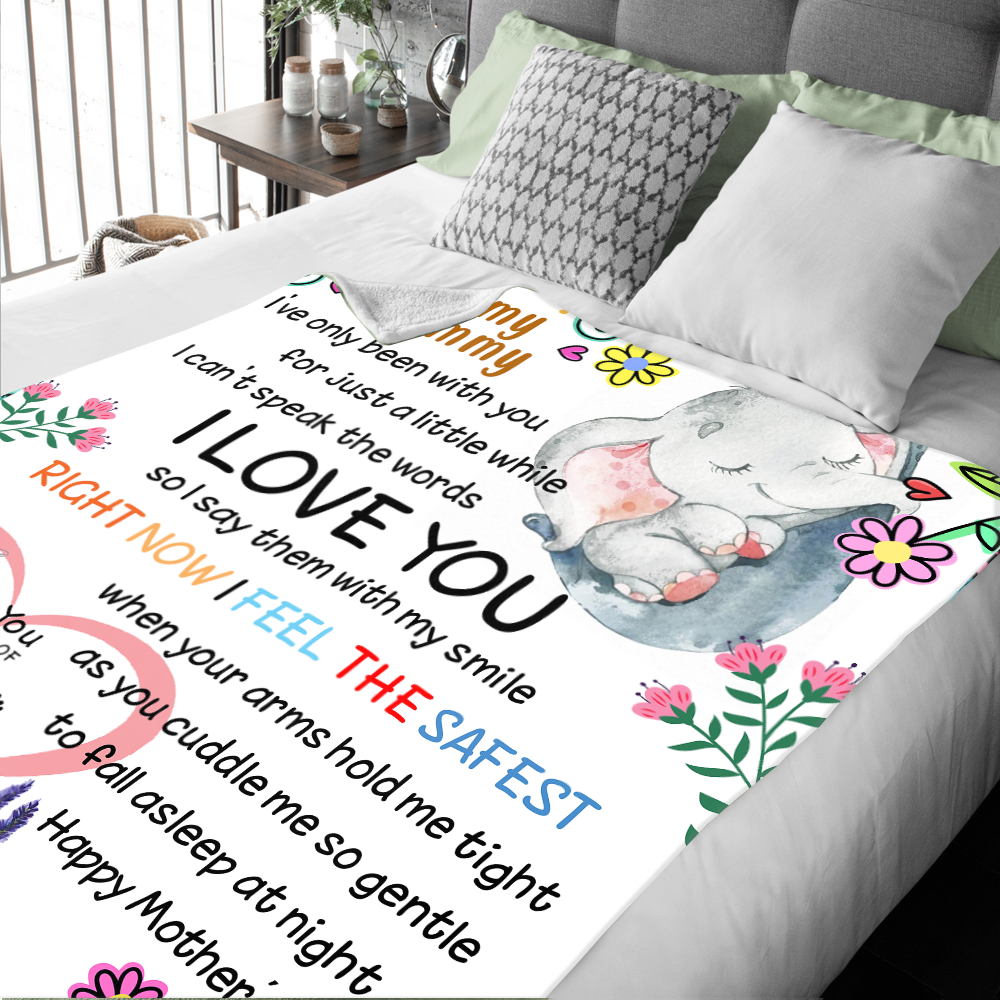 To My Mommy - I Feel the Safest Premium Mink Sherpa Blanket