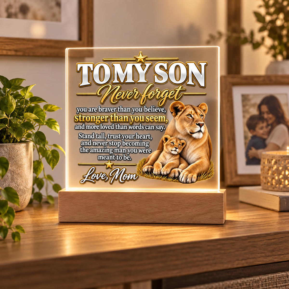 Lion Family Acrylic Plaque for Son from Mom