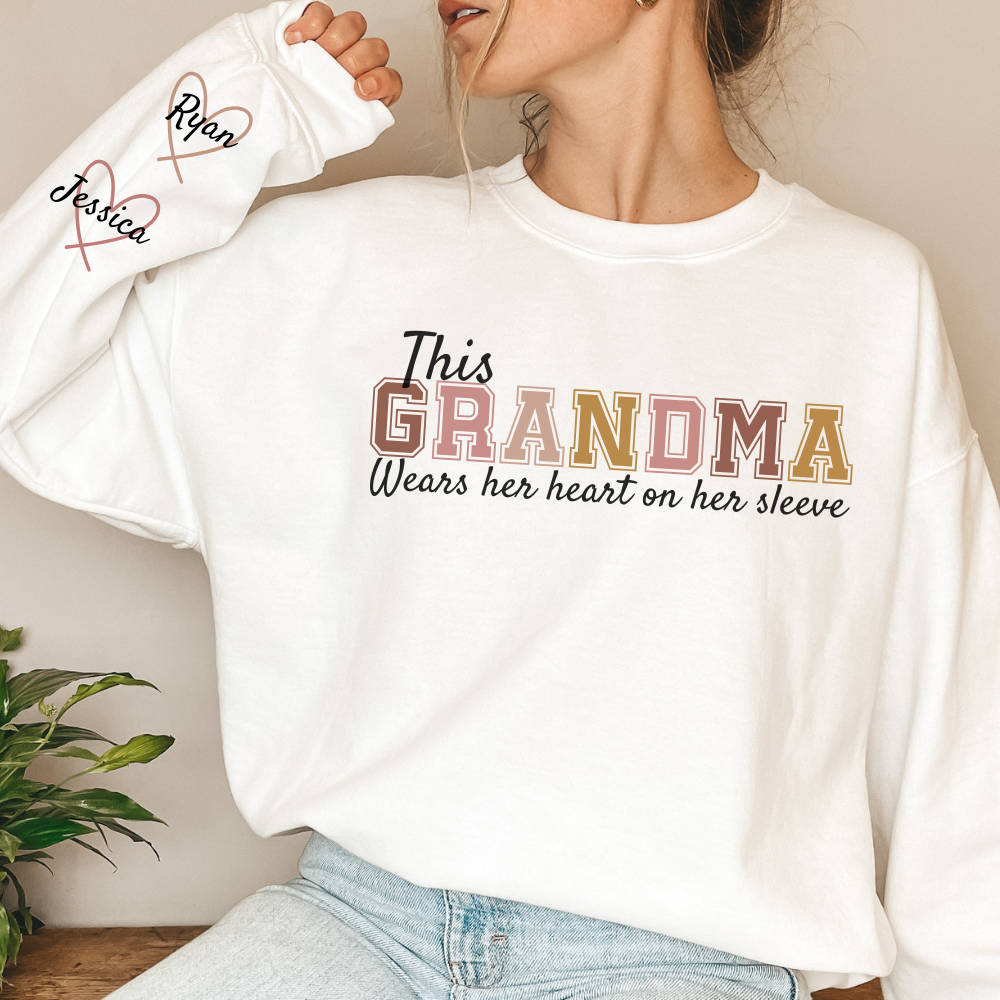 π₯ Personalized 'Wear Heart On Sleeve' Sweatshirt For Grandma