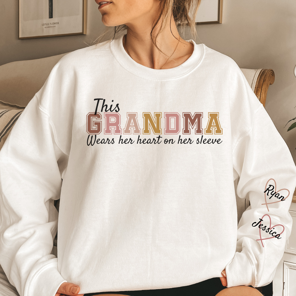 π₯ Personalized 'Wear Heart On Sleeve' Sweatshirt For Grandma