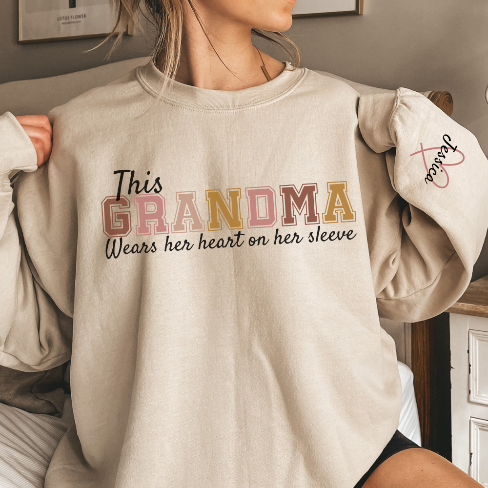 π₯ Personalized 'Wear Heart On Sleeve' Sweatshirt For Grandma