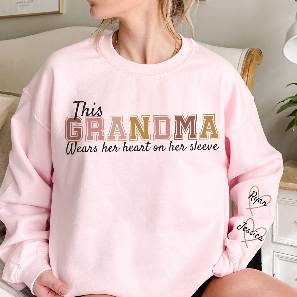 π₯ Personalized 'Wear Heart On Sleeve' Sweatshirt For Grandma