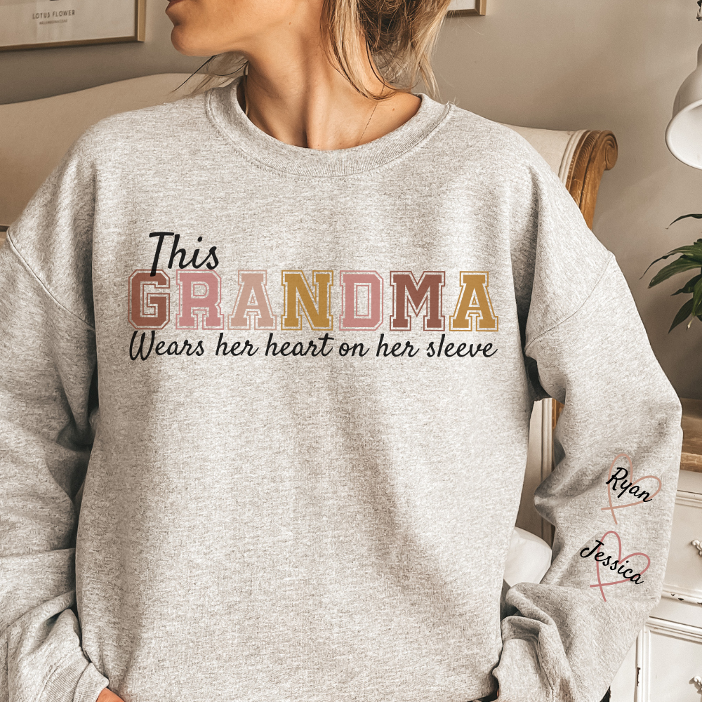 π₯ Personalized 'Wear Heart On Sleeve' Sweatshirt For Grandma