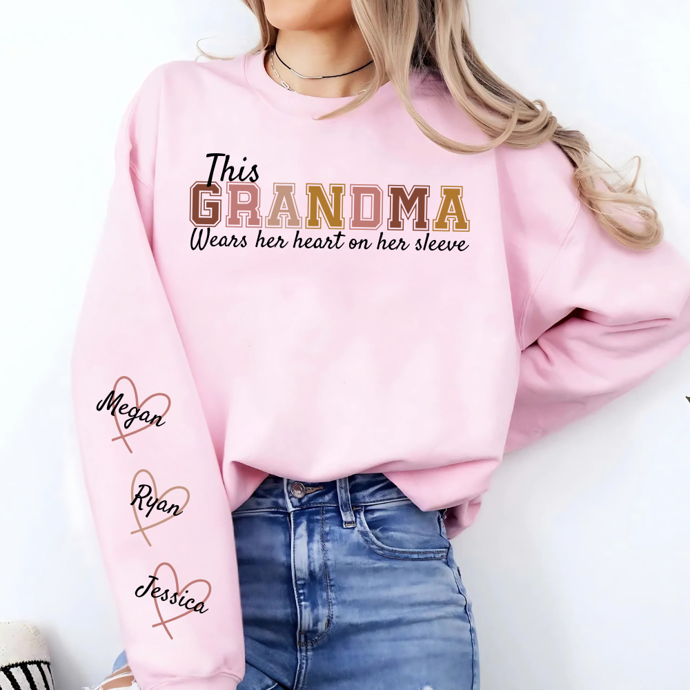 π₯ Personalized 'Wear Heart On Sleeve' Sweatshirt For Grandma