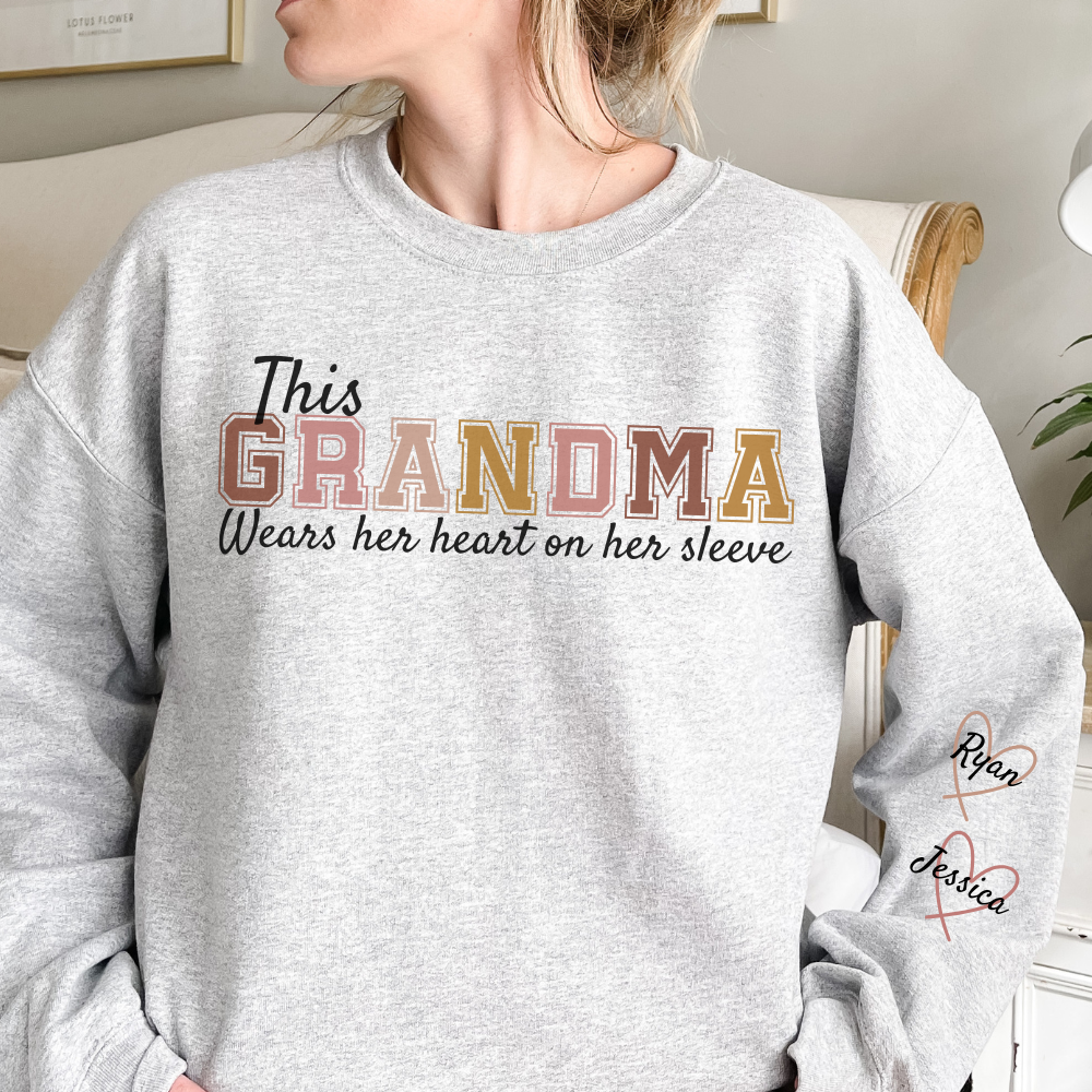 π₯ Personalized 'Wear Heart On Sleeve' Sweatshirt For Grandma