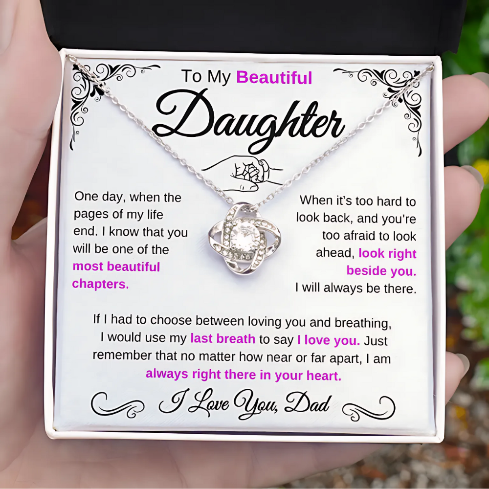 (Almost Sold Out) To My Beautiful Daughter | Love Knot Necklace