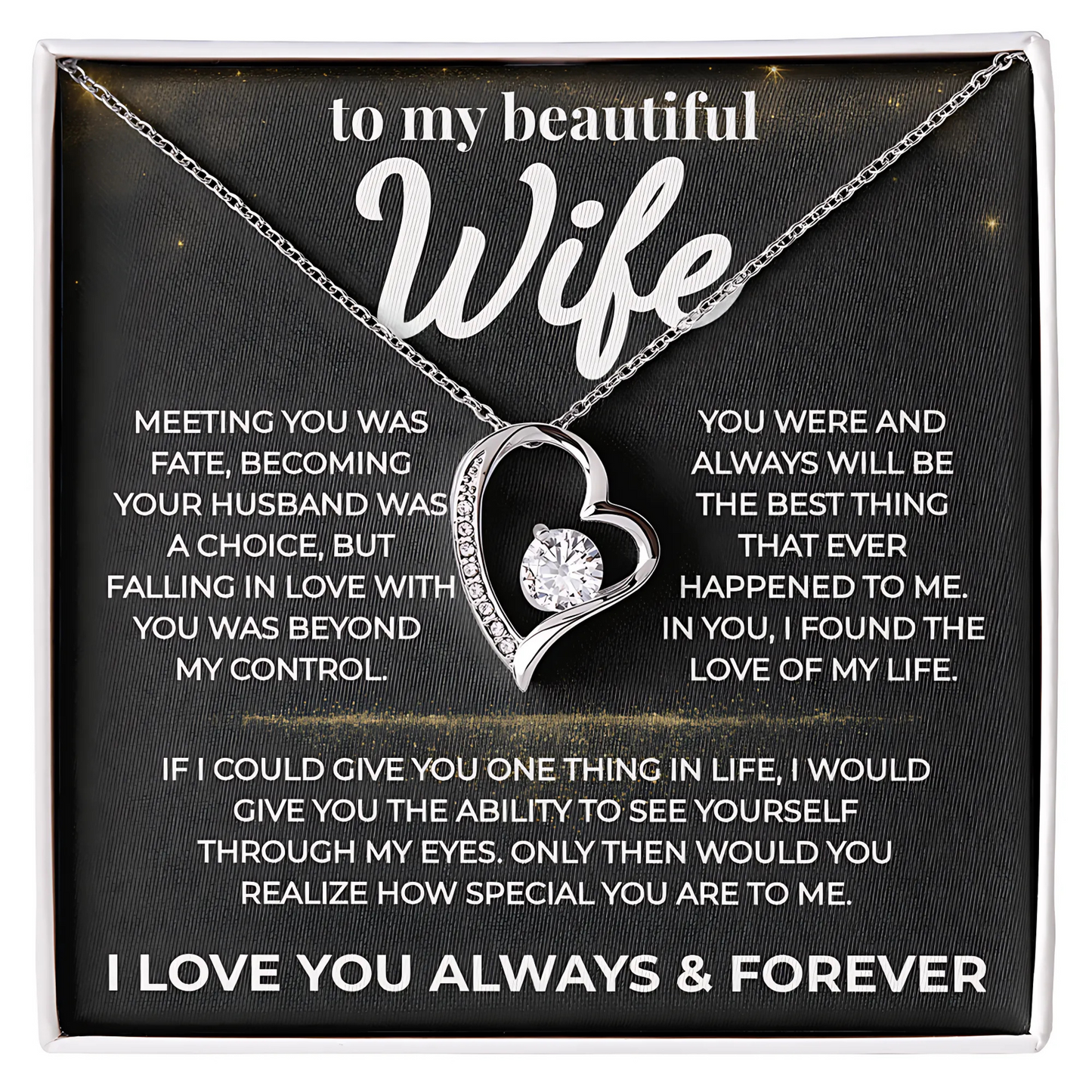(Almost Gone) To My Beautiful Wife-Love of My Life- Forever Love Necklace
