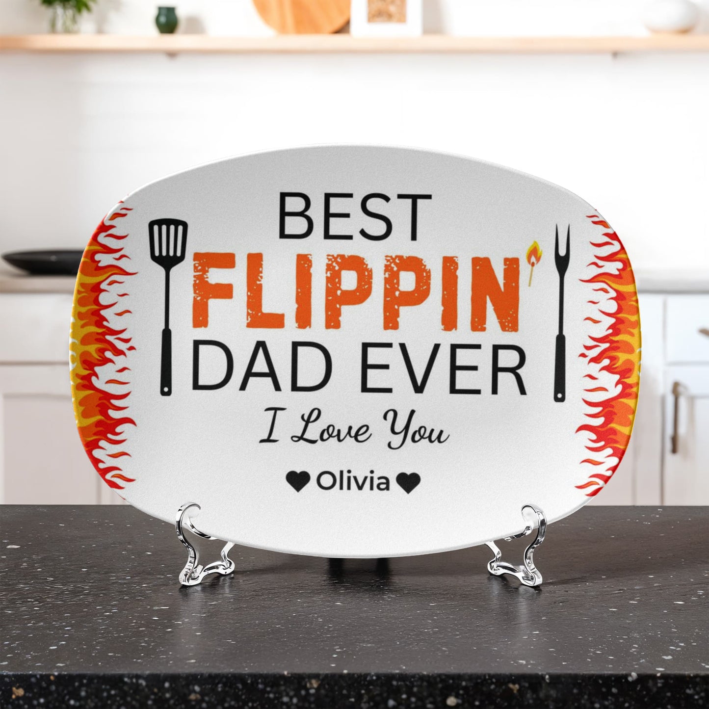 Best Flippin’ Dad Ever - Personalized Custom Platter - Father's Day, Gift For Dad