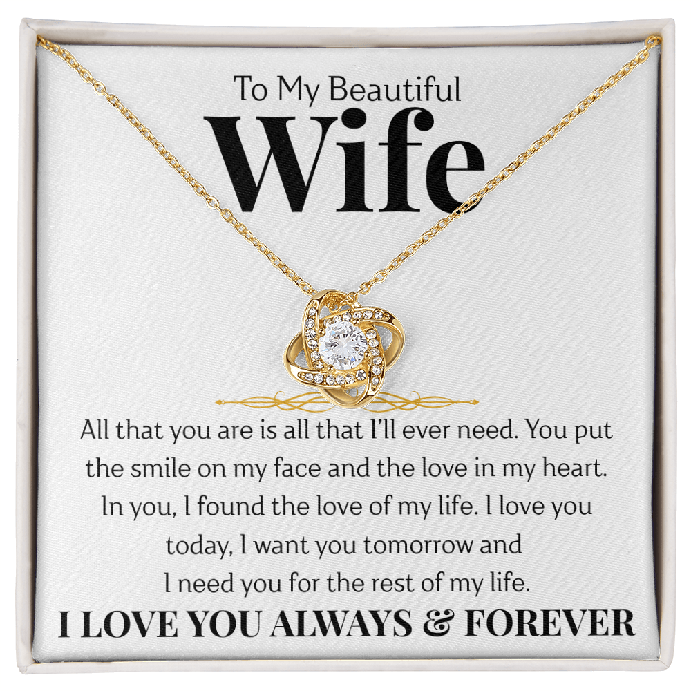 To My Beautiful Wife | Love Knot Necklace