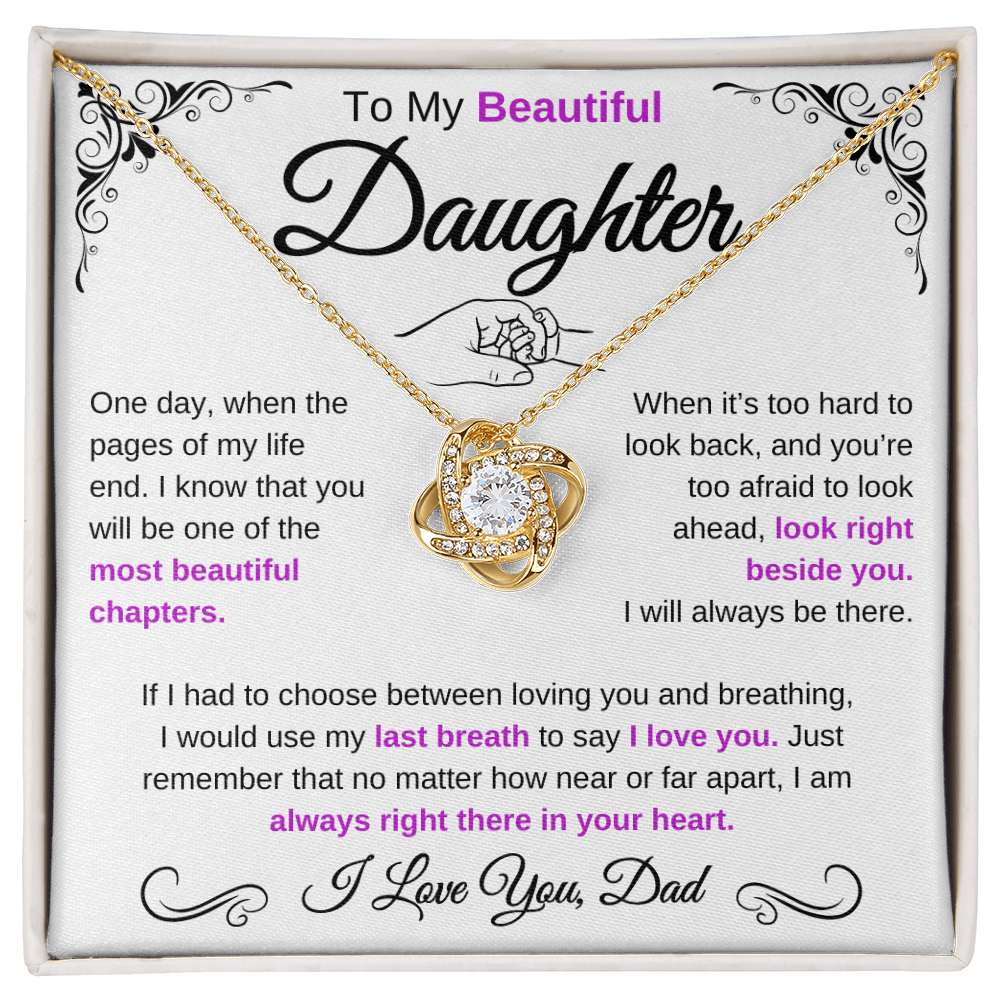 (Almost Sold Out) To My Beautiful Daughter | Love Knot Necklace