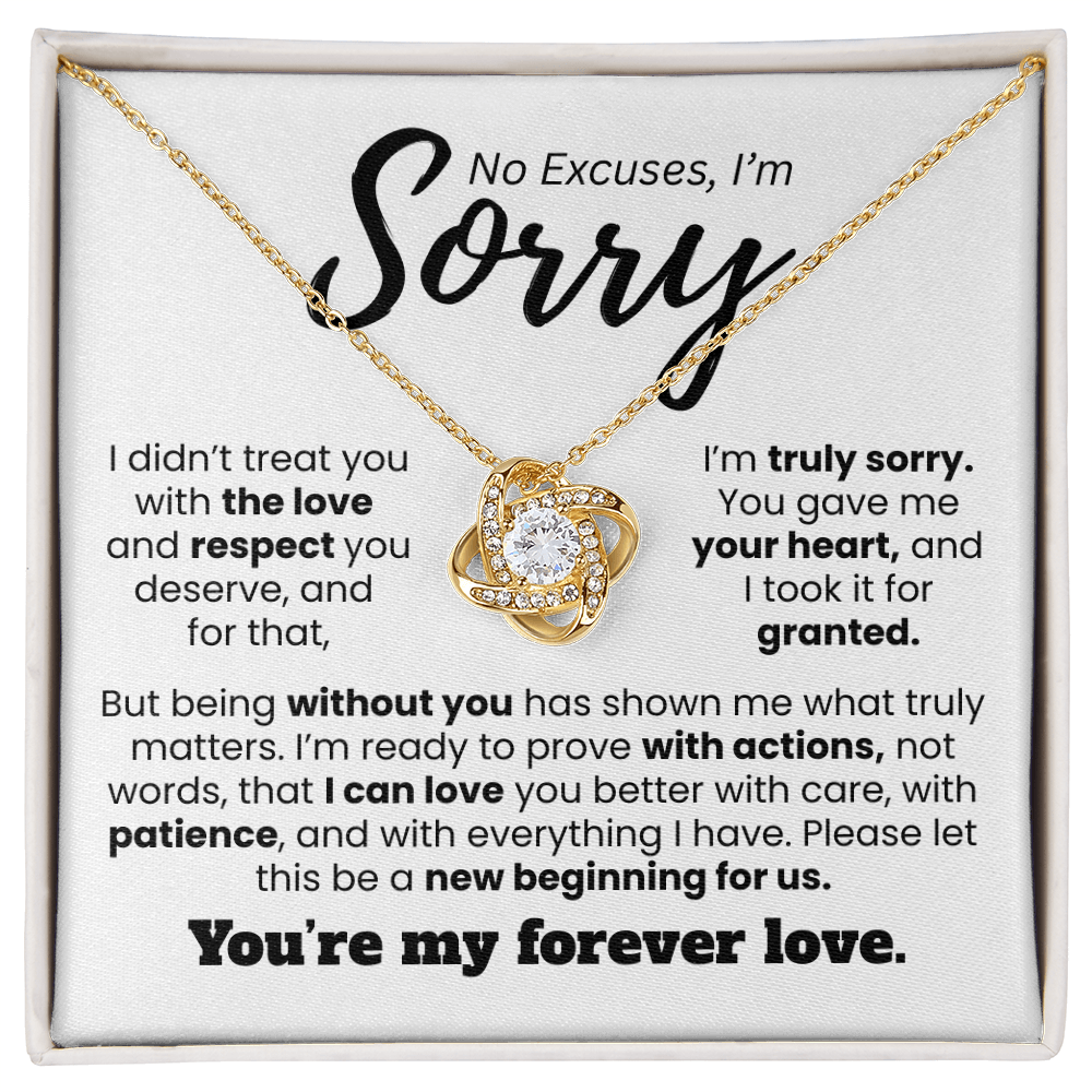 Apology Gift For Her | No Excuses, I'm Sorry | Love knot Necklace