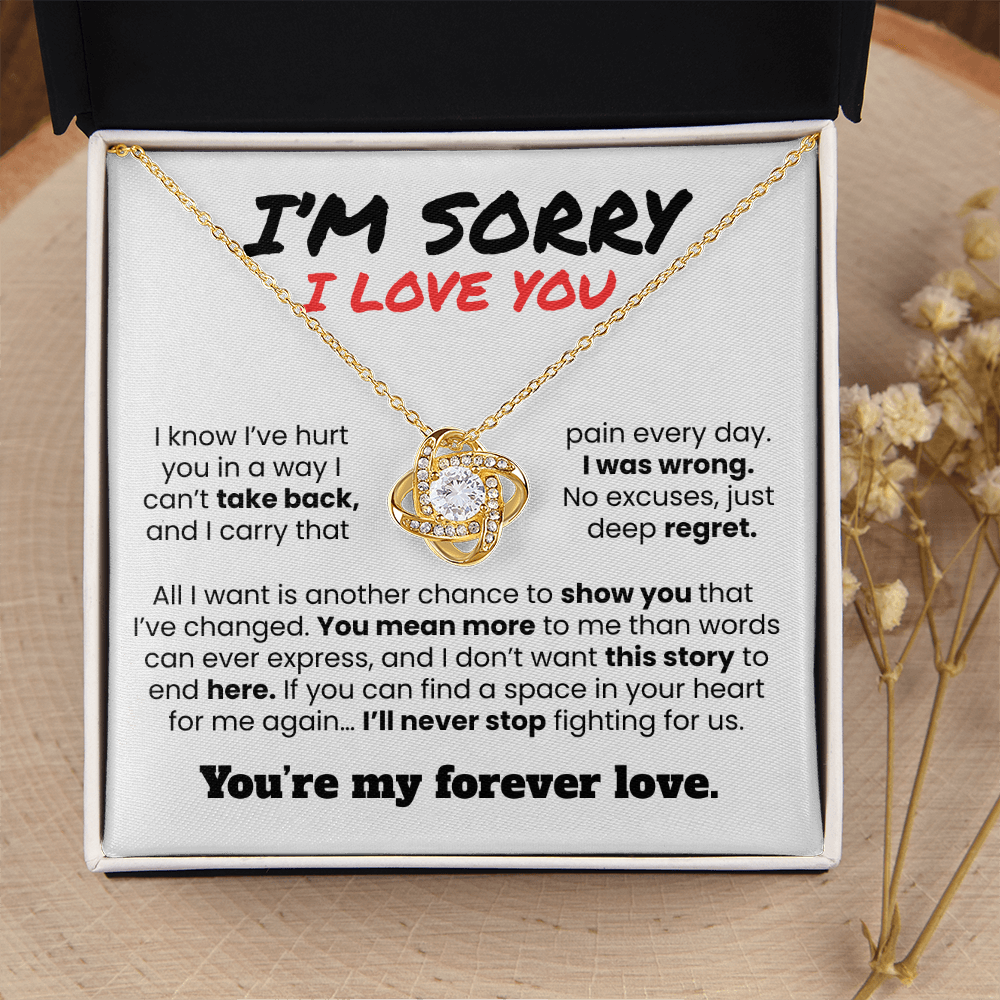 Apology Gift For Her - I know I've Hurt You - Love knot Necklace
