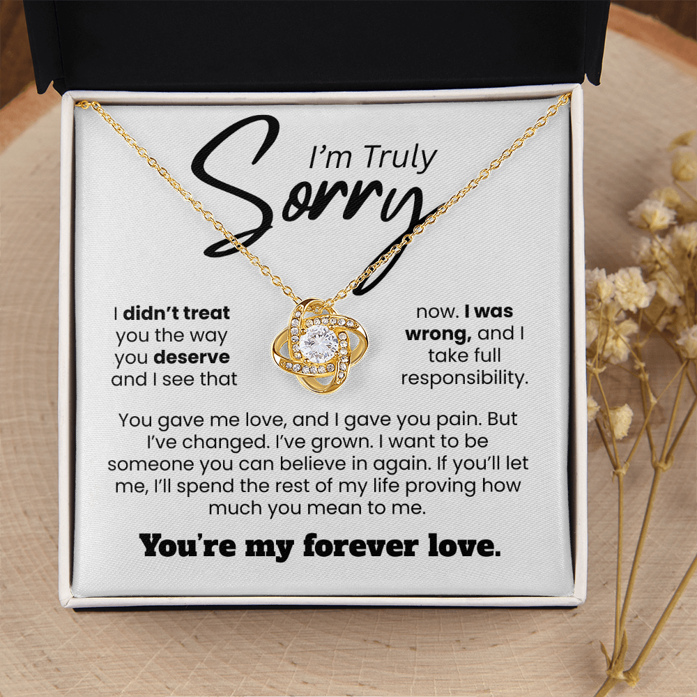 Apology Gift For Her - I'm Truly Sorry, I Was Wrong - Love knot Necklace