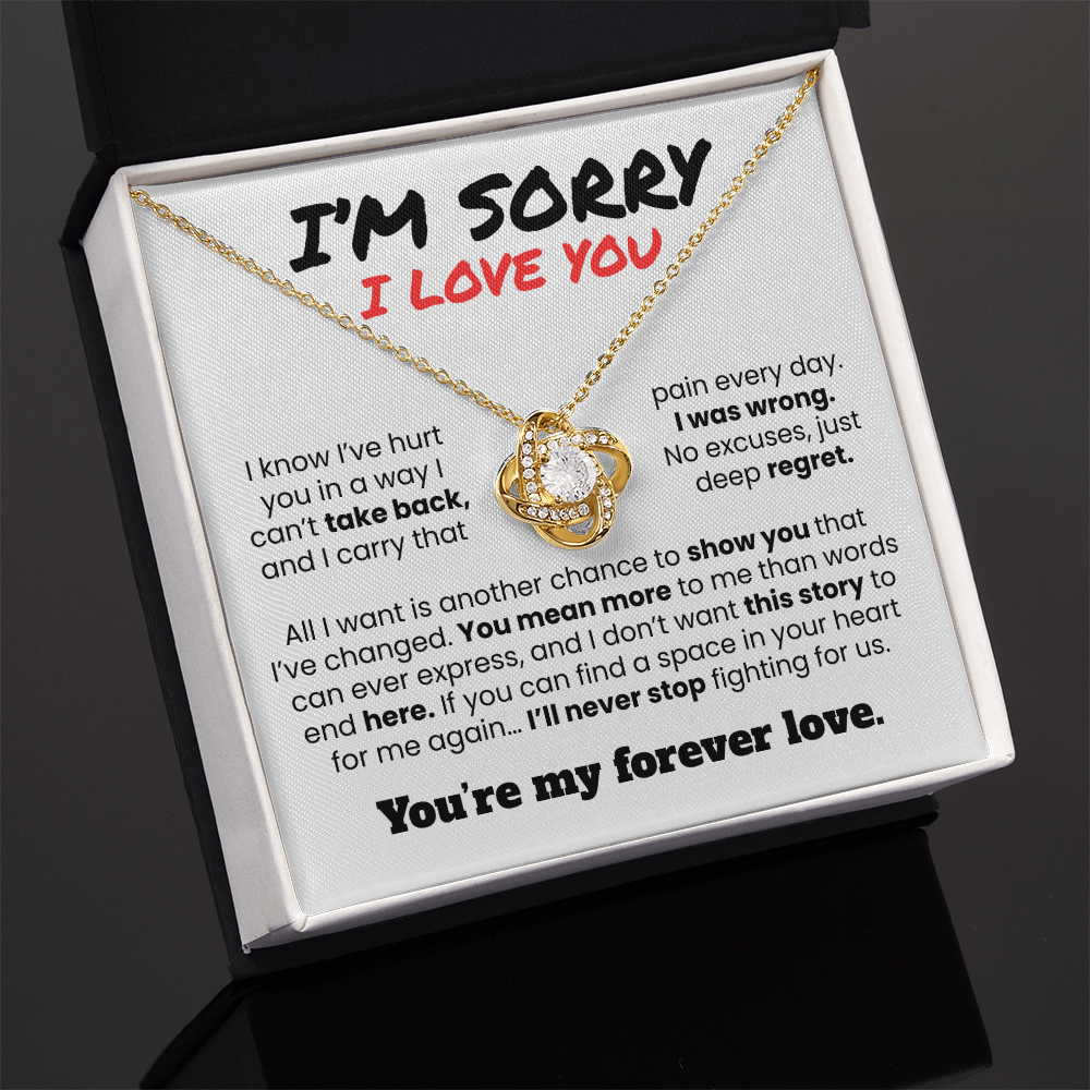 Apology Gift For Her - I know I've Hurt You - Love knot Necklace