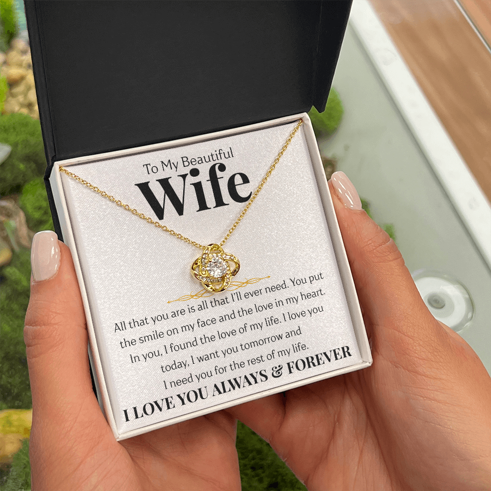 To My Beautiful Wife | Love Knot Necklace