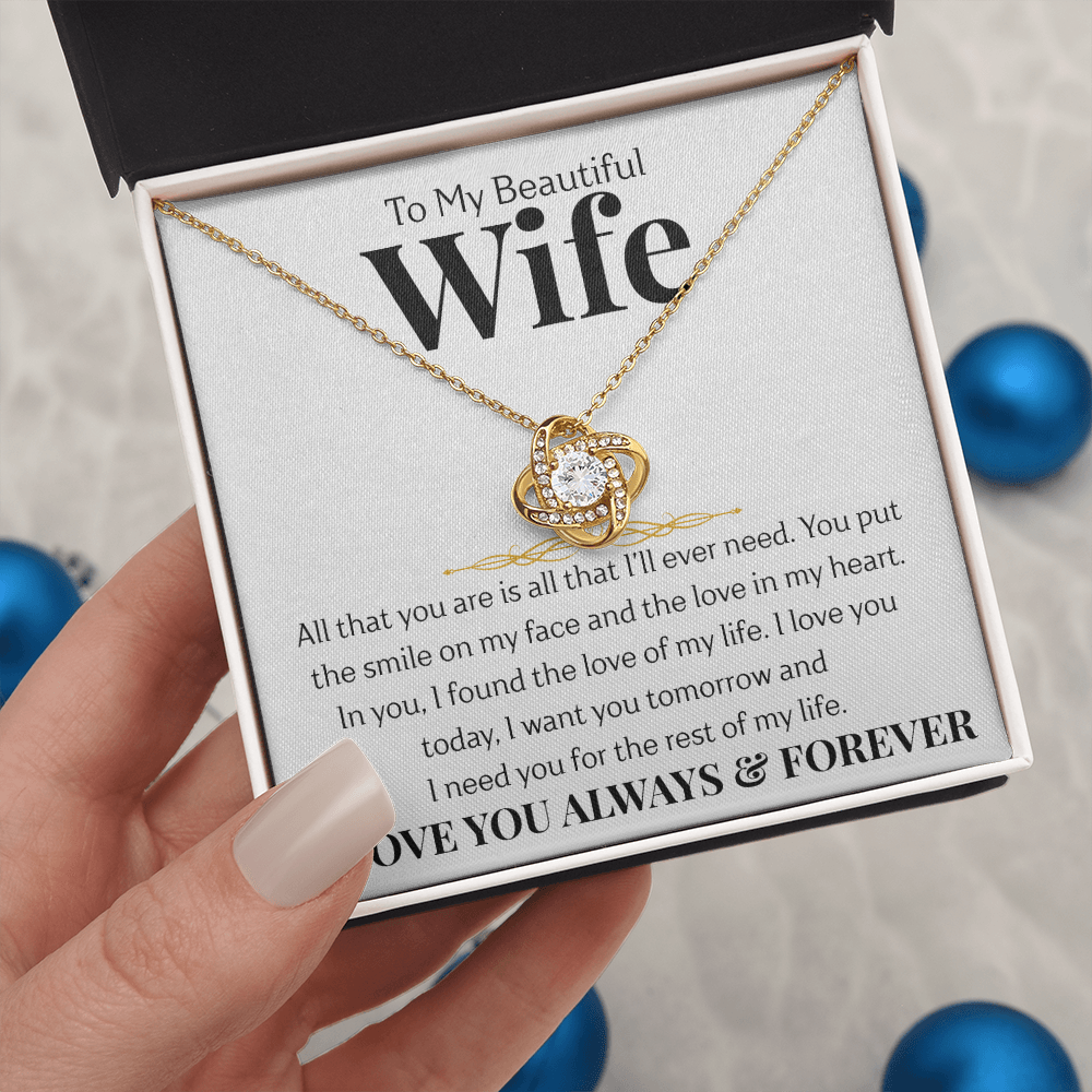 To My Beautiful Wife | Love Knot Necklace