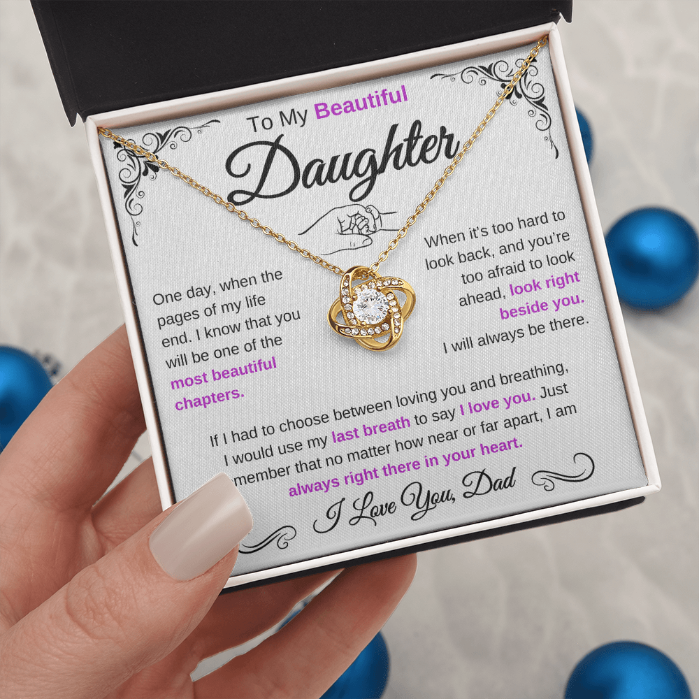 (Almost Sold Out) To My Beautiful Daughter | Love Knot Necklace