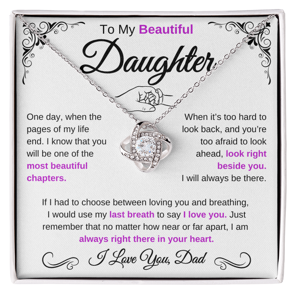 (Almost Sold Out) To My Beautiful Daughter | Love Knot Necklace