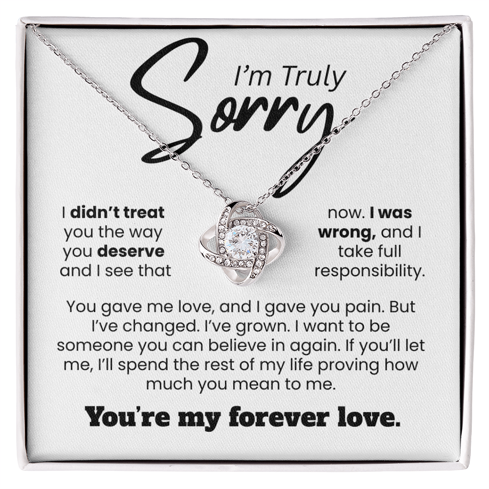 Apology Gift For Her | I'm Truly Sorry, I Was Wrong | Love knot Necklace