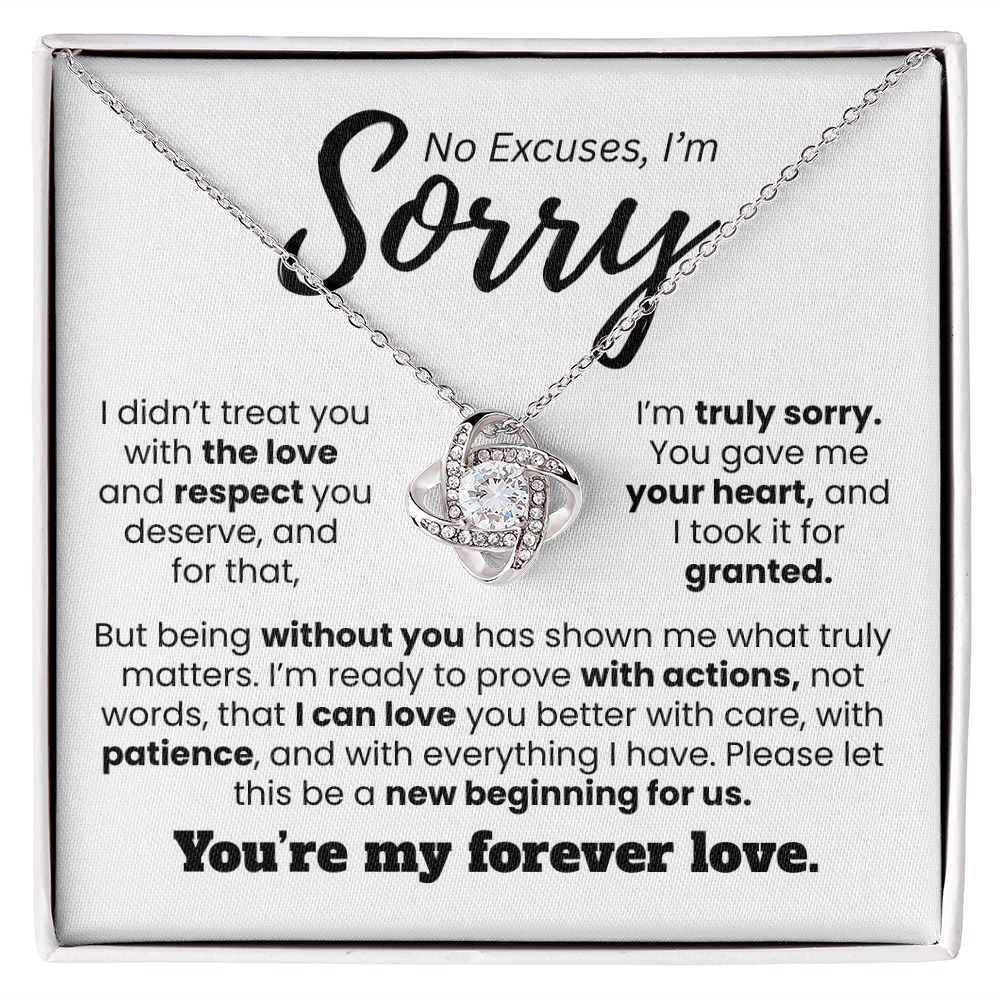 Apology Gift For Her | No Excuses, I'm Sorry | Love knot Necklace