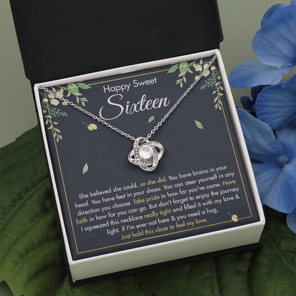 HAPPY SWEET SIXTEEN FAITH LOVE KNOT NECKLACE