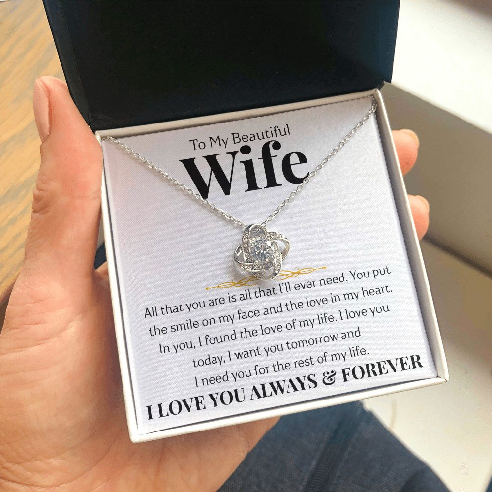 To My Beautiful Wife | Love Knot Necklace