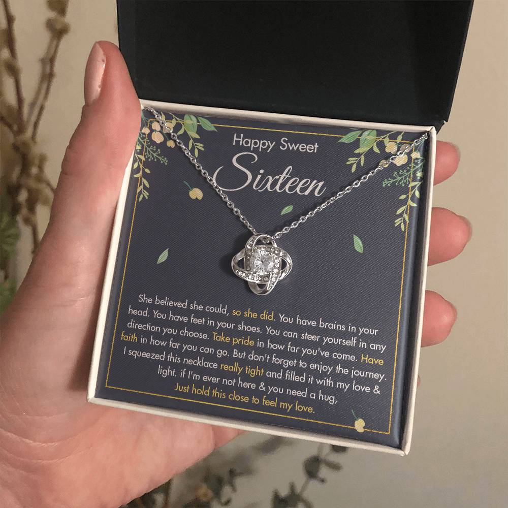 HAPPY SWEET SIXTEEN FAITH LOVE KNOT NECKLACE