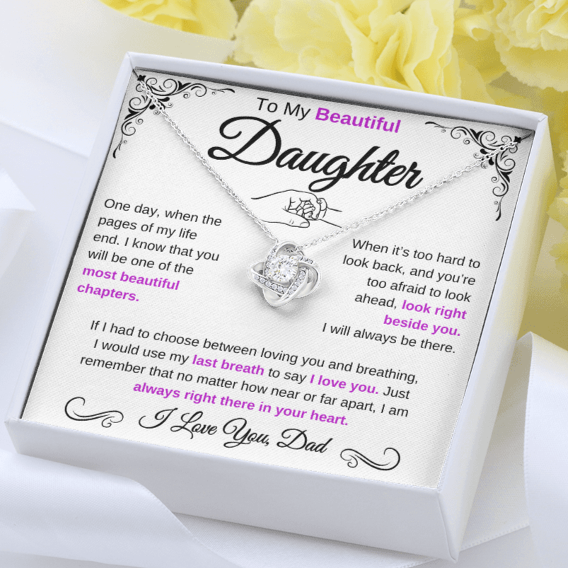 (Almost Sold Out) To My Beautiful Daughter | Love Knot Necklace