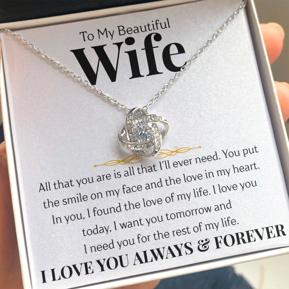 To My Beautiful Wife | Love Knot Necklace