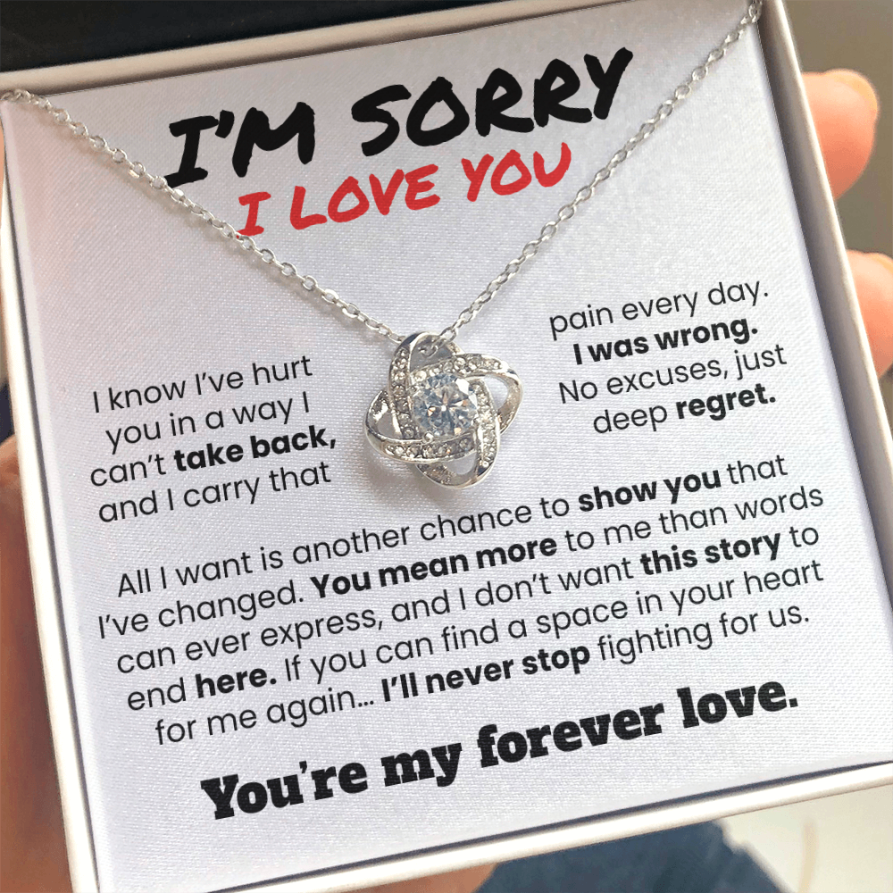 Apology Gift For Her - I know I've Hurt You - Love knot Necklace