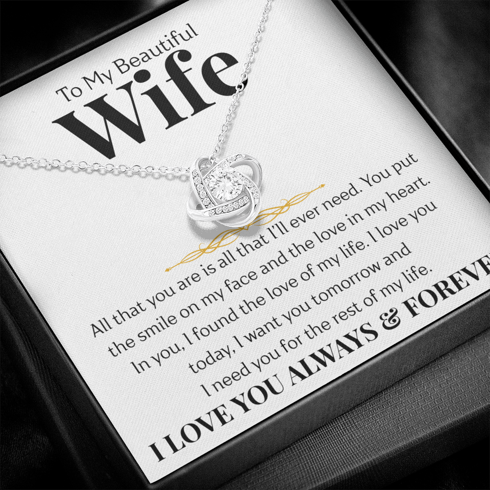 To My Beautiful Wife | Love Knot Necklace