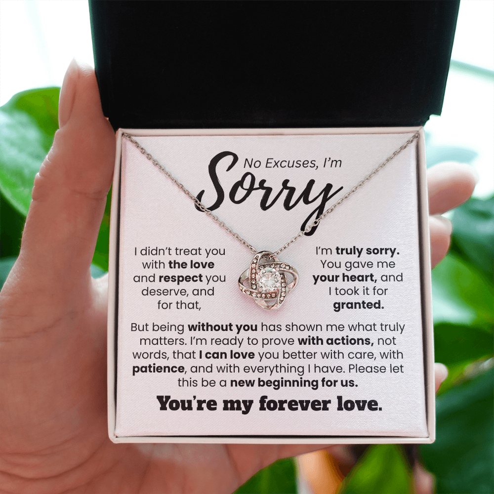 Apology Gift For Her | No Excuses, I'm Sorry | Love knot Necklace