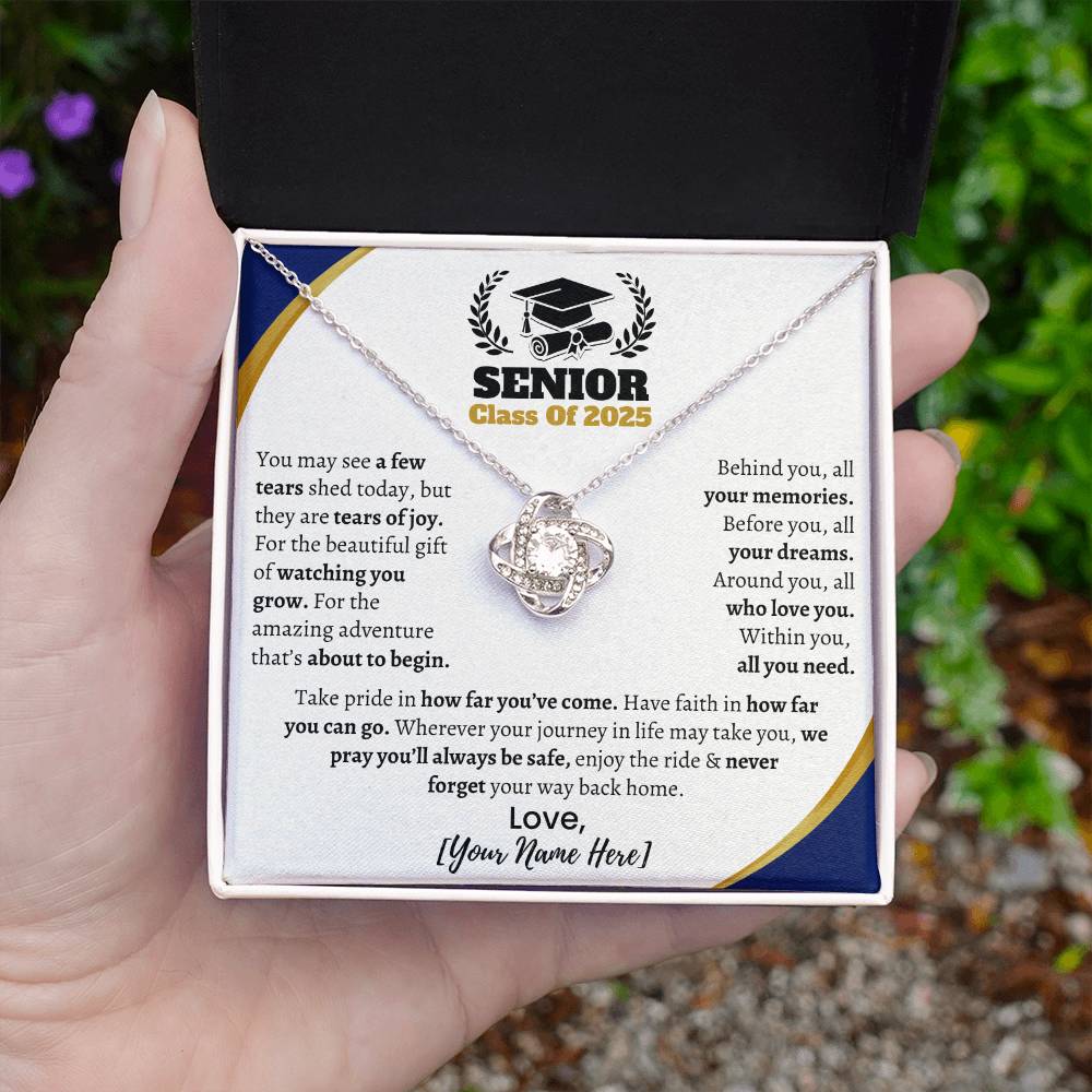Custom Gift for Graduation "Take Pride in How far You've Come" Love Knot Necklace
