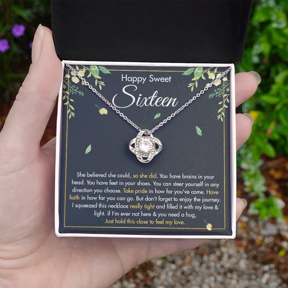 HAPPY SWEET SIXTEEN FAITH LOVE KNOT NECKLACE