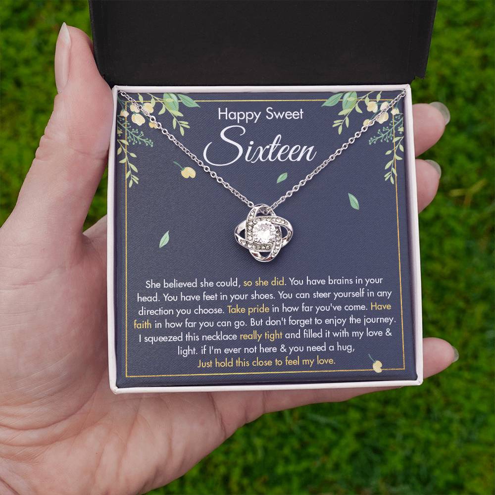 HAPPY SWEET SIXTEEN FAITH LOVE KNOT NECKLACE