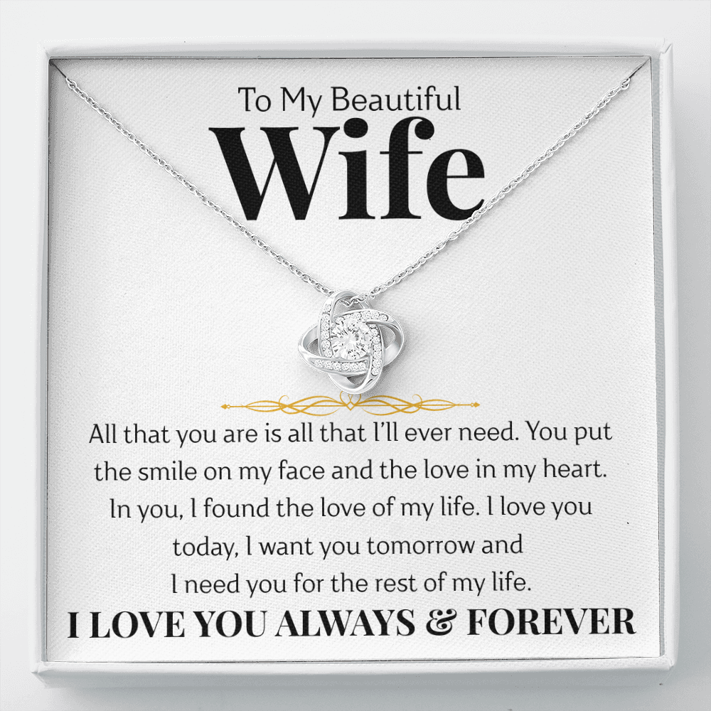 To My Beautiful Wife | Love Knot Necklace